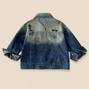 Chaqueta de Mezclilla con Degradado para Niños, Nueva Colección de Primavera, de Alta Calidad, con Estampado de Grafiti, a la Moda, Elegante - Product Image 1
