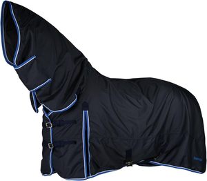 Couverture d'extérieur imperméable pour cheval Horze en tissu Oxford, col montant, rabat de queue moyen, 2 sangles de fixation, pour l'hiver et l'équitation - Product Image 2