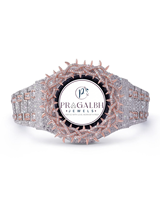 Pragalbh Jewels Maßgefertigte Iced-Out Uhr Krone Lünette Micro Pave Moissanit Diamant Luxus Hip-Hop Quarzuhr aus Edelstahl