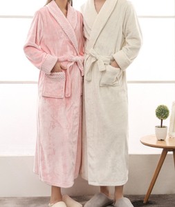 Robe de nuit en flanelle douce et ample en tricot uni, grande taille, automne/hiver, pour hommes et femmes - Product Image 1