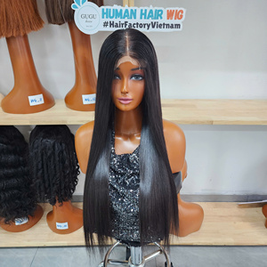 Perruques SDD en cheveux humains vietnamiens, lisses comme des baguettes, bruts, avec dentelle frontale, sans colle, HD, vente en gros, cuticules alignées - Product Image 1