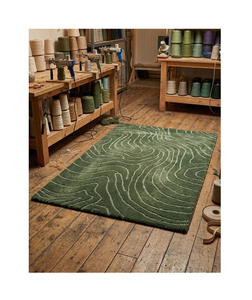 Modern Abstract Green Area Rug Rectangle Hand Knotted High Wool Acrylic <b>Cushioned</b> Jute Backing Pet Eco Friendly Living Room Use - Product Image 1