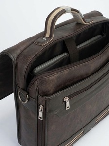 Vintage Flap Over <b>Leather</b> Briefcase Men Buckle Strap Laptop Messenger <b>Bag</b> Luxury Cowhide Satchel Attached Office <b>Work</b> S - Product Image 4