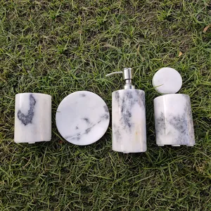 Elegant White Marble Luxury <b>Bathroom</b> <b>Accessories</b> <b>Set</b> Eco-Friendly & Durable for Home and Restaurant Use - Product Image 5