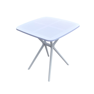 Mesa de Bistro Cuadrada Blanca de Polietileno para Exteriores con Diseño Minimalista, Duradera e Impermeable, 1 Año de Garantía - Product Image 1