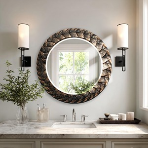 <b>Pinecone</b> Scale Round Handmade Crystal Glass Wall Mirror REHMAN CRAFT - Product Image 3