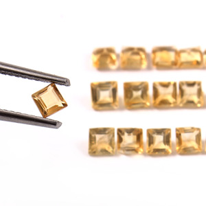 Citrino natural tallado en princesa, gema cuadrada facetada +AAA+ tamaño 3x3mm, piedra suelta al por mayor para joyería - Product Image 2