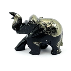 Apache Pyrite <b>Elephant</b> Hand Carved Natural Gemstone Figurine Feng Shui Wealth Luck <b>Decor</b> Home Decoration Rajasthan Wholesale - Product Image 1