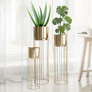 Metal Planter with <b>Stand</b> Elevated Decorative <b>Plant</b> Pot Indoor Outdoor Garden Planter for Home Balcony Living Room Office Decor - Product Image 1