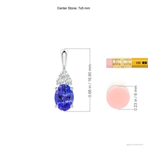 จี้เพชรแทนซาไนต์ทรงรีประดับเพชรสามเม็ด พร้อมสร้อยคอทองคำแท้ 14k ได้รับการรับรองจาก IGI - Product Image 3