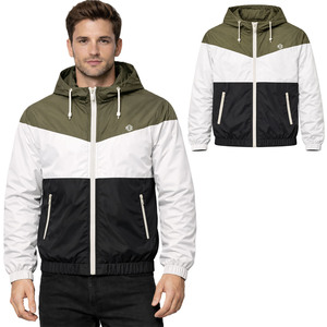 Lightweight Color Block Hooded Windbreaker <b>jacket</b> for men <b>Zip</b> <b>Up</b> Streetwear Low MOQ Custom Logo High Quality Outerwear Wholesale - Product Image 1