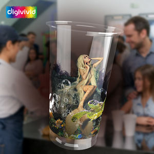 Gobelet en plastique PP à paroi simple de 135 mm, 500 ml, 90 mm, de haute qualité, faible quantité, impression couleur pour fête de vacances, logo personnalisé, plusieurs logos - Product Image 2