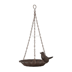 Bain d'oiseau mural en fonte fait à la main un bol deux oiseaux avec finition de revêtement en poudre brune excellente qualité pour le nettoyage - Product Image 5