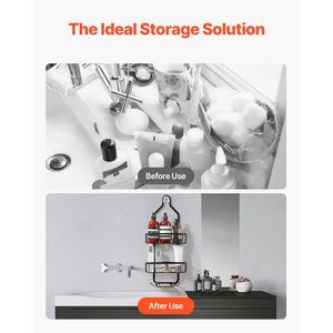 Mensola angolare a 3 livelli in acciaio per doccia, montabile, per l'organizzazione del bagno - Product Image 5