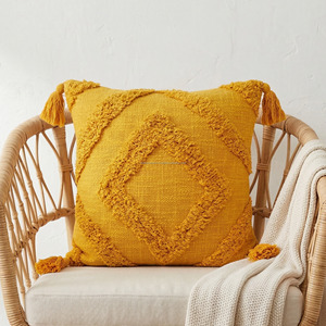 Ethnic Tufted Cushion Cover White Diamond Pattern Personalized 20x20 Textured <b>Pillow</b> Case <b>Sofa</b> Decor Accent - Product Image 3