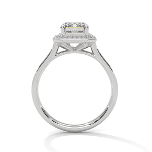 Anillo Halo de Oro Blanco de 14K de Calidad Premium con Diamante Cultivado en Laboratorio con Corte Esmeralda y Diamantes Laterales, Certificado GRA - Product Image 3