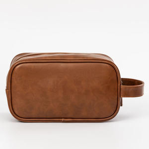 Sac de toilette de luxe en cuir PU pour hommes, trousse de rasage et de maquillage de voyage personnalisée en gros - Product Image 5