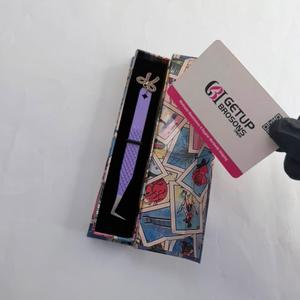 Pince à cils GETUP BROSONS en acier inoxydable à pointe lisse, précision, forme arquée, 90 degrés, boîte personnalisée - Product Image 6