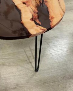 Rustic River Flow <b>Epoxy</b> Resin <b>Coffee</b> <b>Table</b> Handcrafted Natural Wood Round Center <b>Table</b> Modern Artistic Living Room Decor - Product Image 3