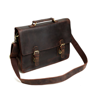 High Quality Vintage Style Full Grain <b>Leather</b> <b>Bag</b> Men's Genuine <b>Leather</b> <b>Laptop</b> Zipper Closure <b>Bag</b> - Product Image 3