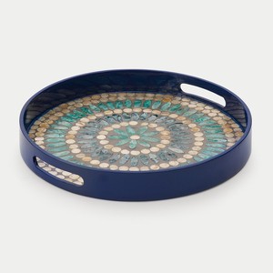 Bandeja decorativa lacada con conchas, redonda, de nácar, para servir comida, plato para mesa de cocina, soporte para exhibir bebidas. - Product Image 2