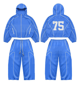 Black Tracksuit 2 Piece Hooded Zipper Jacket And <b>Pants</b> Reflector <b>Lines</b> Quick Dry Sporty Style For Adults Tracksuit - Product Image 3
