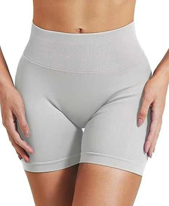 Shorts de compression taille haute respirants pour femme avec logo personnalisé, poches et effet délavé coloré, idéaux pour le yoga, la course et la gym - Product Image 1