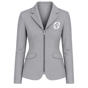 Veste d'équitation gris clair pour femme, coupe ajustée, blazer d'équitation élégant, manteau de compétition équestre, vente en gros personnalisée, mode - Product Image 1