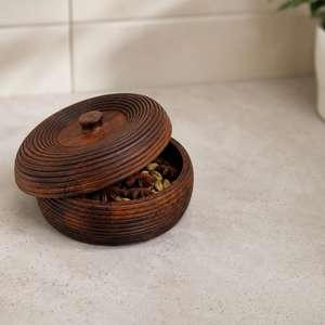 Boîte à chapati en bois artisanale écologique avec couvercle rabattable, résistante à l'humidité, lavable au lave-vaisselle, grande capacité, moderne et multifonctionnelle - Product Image 5