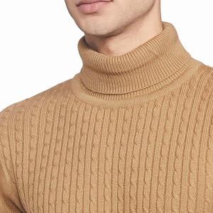 Pull-over à col haut personnalisé OEM pour hommes, tricots en jacquard uni, laine cachemire, torsadée, demi-quart de fermeture éclair, polaire d'hiver - Product Image 5