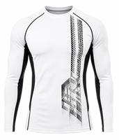 Rashguard Sport Homme Manches Longues Col Rond Coupe Slim Écologique Anti-UV Séchage Rapide Imprimé Numérique Noir Rouge Gris Polyester Spandex