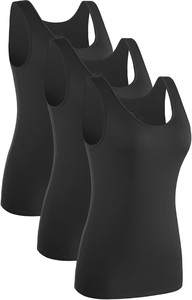 Women's Tank Top Solid Color Sleeveless Tank Tops Scoop Neck Knitted Breathable Casual Wear Black White 4-Pack Tank Tops - Product Image 6