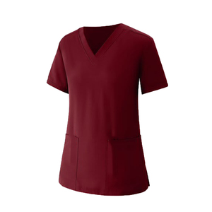 Women V Neck <b>Scrub</b> Top Polyester Solid Color Breathable Medical <b>Scrub</b> <b>Uniform</b> Custom Design Hospital Wear Medical <b>Scrub</b> Suits - Product Image 2