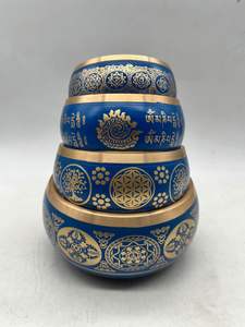 Singing Bowl with Textured Hammered Surface and Intricate Center Design Viewed From Top-Down different color available - Product Image 3