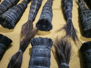 Natural <b>Black</b> <b>Raw</b> Buffalo Tail Hair Bundle Handmade Organic Material for DIY Craft Brush Making - Product Image 4