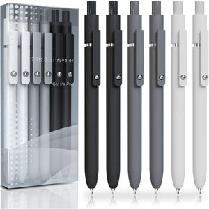 6 penne gel con inchiostro nero a punta fine da 0,5 mm, accessori da scrivania per ufficio e forniture scolastiche, regali per uomini e donne - Product Image 1