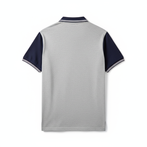 Men's Cotton Pique <b>Polo</b> <b>Shirt</b> <b>Grey</b> Navy Colorblock Custom Logo OEM Manufacturer Wholesale Golf Casual Short Sleeve - Product Image 1