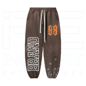 Conjunto de Sudadera con Capucha y Pantalones Deportivos Unisex de Moda Urbana con Cremallera Completa y Estampado de Diamantes de Imitación para Otoño, Ropa Deportiva para Adultos - Product Image 3
