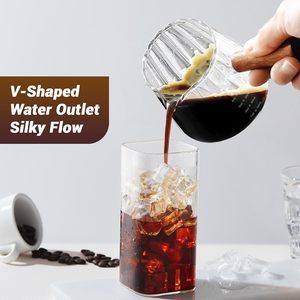 Tazza dosatrice per espresso da 6 oz, tazze in vetro per espresso con manico in legno, tazza per montare il latte, tazza per caffè, latte, tè o sciroppo d'acero - Product Image 5
