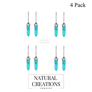 Pendientes Colgantes de Plata de Ley 925 con Turquesa en Forma de Lápiz, Engaste con Pegamento, Modernos, para Regalo de Boda o Fiesta, Juego de 4 Piezas - Product Image 2
