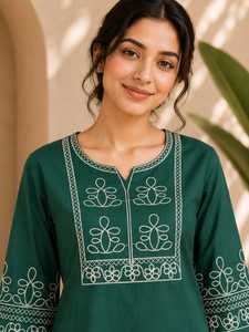 Kurta de Rayón Verde Bordada para Mujer, Dupatta, Shalwar Kameez Elegante, para Ropa India y Pakistaní - Product Image 1