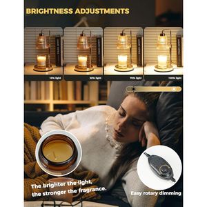 Lampe chauffe-bougie à intensité variable avec minuterie, cadeau d'anniversaire ou de pendaison de crémaillère pour femme et maman, élégante décoration pour la maison neuve avec chauffe-cire J - Product Image 6