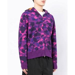 Sudadera con capucha con estampado de camuflaje para hombre, ropa de calle de gimnasio, 100 algodón, bordada, de gran tamaño, sin cordón - Product Image 3