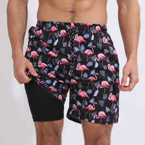 Shorts de Baño para Hombre, Ecológicos, Color Azul Claro, de Secado Rápido, Cintura Alta, con Estampado de Tiburón Rosa, Cintura Elástica, Casuales - Product Image 3