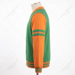 FAMU University <b>Men</b> <b>Cardigan</b> Orange Green Custom Color Logo Winter Fraternity Knitted Covered Button <b>Long</b> Sleeve Fleece <b>cardigan</b> - Product Image 3
