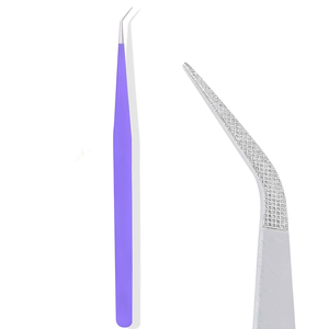 Pince à épiler de précision en acier inoxydable, pointe lisse, revêtement violet, haute qualité, antistatique, prise en main parfaite pour les extensions de cils - Product Image 1