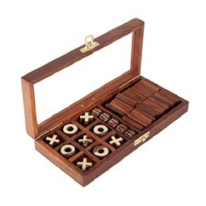 Handmade Wooden Tic Tac Toe Board <b>Game</b> | Premium XO Strategy Tabletop <b>Puzzle</b> | Rustic Home Decor Accent Educational Family Gift - Product Image 3