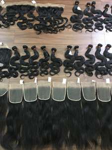 Extensiones de cabello humano Remy 100%, pelucas de cierre Frontal de tejido de Vietnam, estilo ondulado Natural, materia prima, precio de fabricación al por mayor - Product Image 4