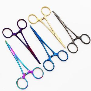 Pince de pêche SHU CO en acier inoxydable 5,5 pouces à pointe courbée, extracteur d'hameçons, pince de serrage, rose, bleu, arc-en-ciel, outil de pêche à la mouche - Product Image 1