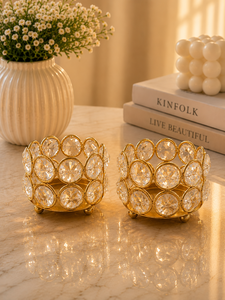 Elegant Gold <b>Crystal</b> <b>Candle</b> <b>Holder</b> for Living Room & Dining Table Handcrafted Gold <b>Crystal</b> Votive <b>Holder</b> – Luxury Home Accent - Product Image 4